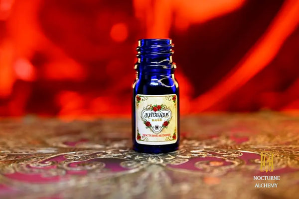 Rhubarb Rose - 5ml cobalt blue bottle no insert, phenolic screw lid. 