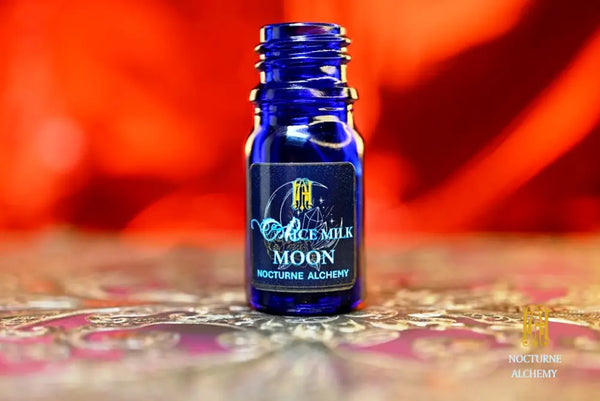 Rice Milk Moon - 5ml cobalt blue bottle no insert, phenolic screw lid. 