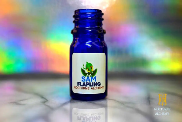 Sam Flapling - 5ml cobalt blue bottle no insert, phenolic screw lid. 