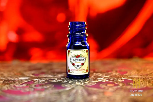 Strawberry Rose - 5ml cobalt blue bottle no insert, phenolic screw lid. 