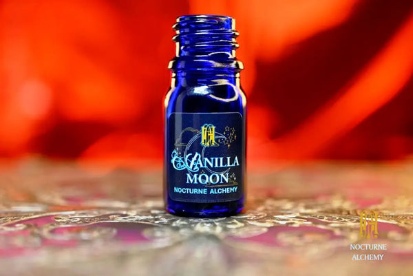 Vanilla Moon - 5ml cobalt blue bottle no insert, phenolic screw lid. 