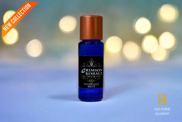 5ml Slender Blue glass bottle with small insert/orifice/dropper and copper twist lid