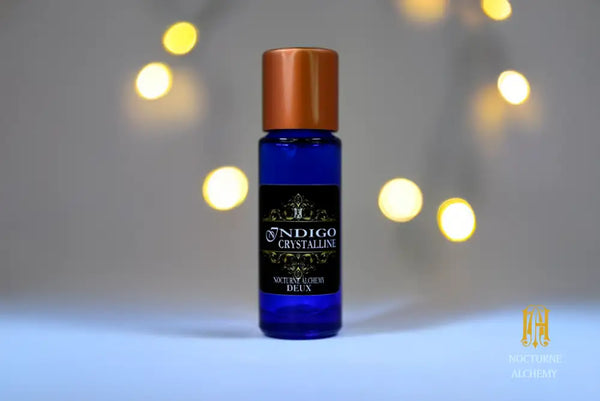 5ml Slender Blue glass bottle with small insert/orifice/dropper and copper twist lid