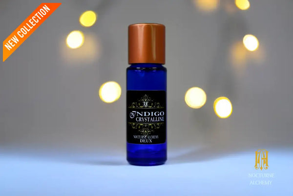 5ml Slender Blue glass bottle with small insert/orifice/dropper and copper twist lid