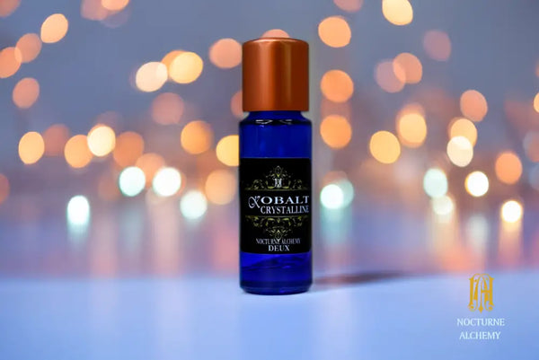 5ml Slender Blue glass bottle with small insert/orifice/dropper and copper twist lid
