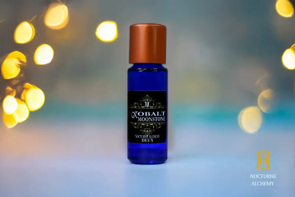 5ml Slender Blue glass bottle with small insert/orifice/dropper and copper twist lid