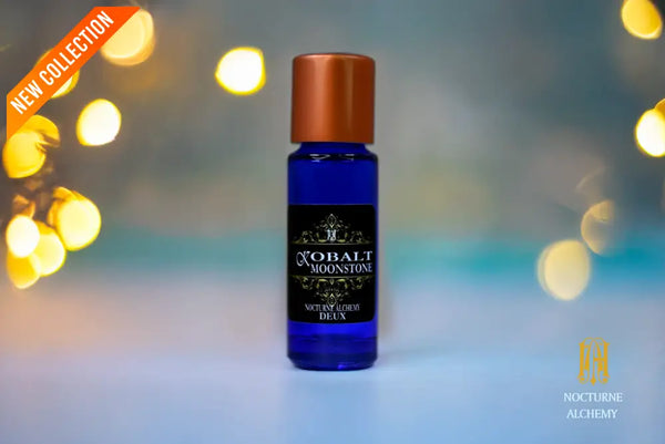 5ml Slender Blue glass bottle with small insert/orifice/dropper and copper twist lid