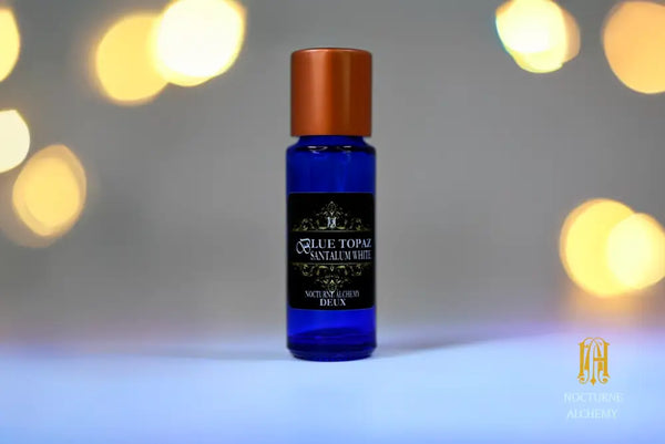 5ml Slender Blue glass bottle with small insert/orifice/dropper and copper twist lid