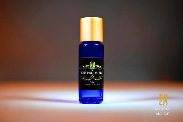 #32 Chypre Ombre 5ml Slender Blue Bottle with insert dropper and matte gold twist lid