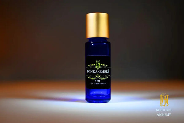 #30 Tonka Ombre 5ml Slender Blue Bottle with insert dropper and matte gold twist lid