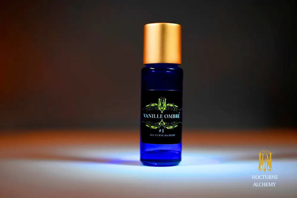 #1 Vanille Ombre 5ml Slender Blue Bottle with insert dropper and matte gold twist lid