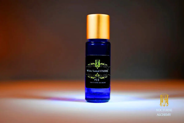 #11 White Santal Ombre 5ml Slender Blue Bottle with insert dropper and matte gold twist lid