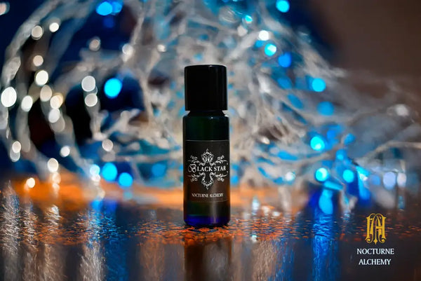 5ml slender blue with insert/dropper and black metal twist lid