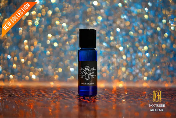 5ml slender blue with insert/dropper and black metal twist lid