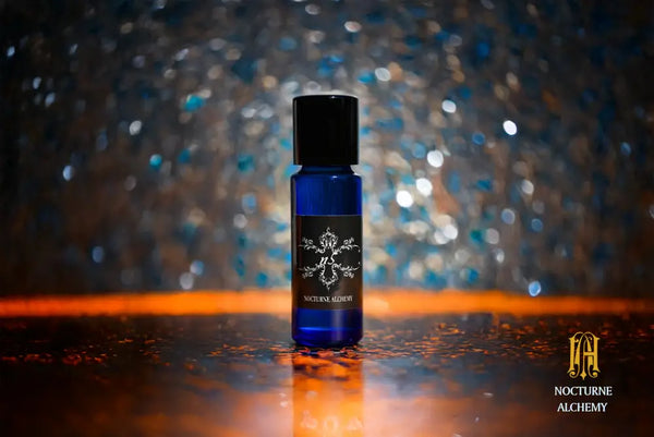 5ml slender blue with insert/dropper and black metal twist lid