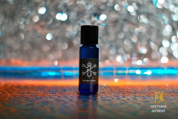 5ml slender blue with insert/dropper and black metal twist lid