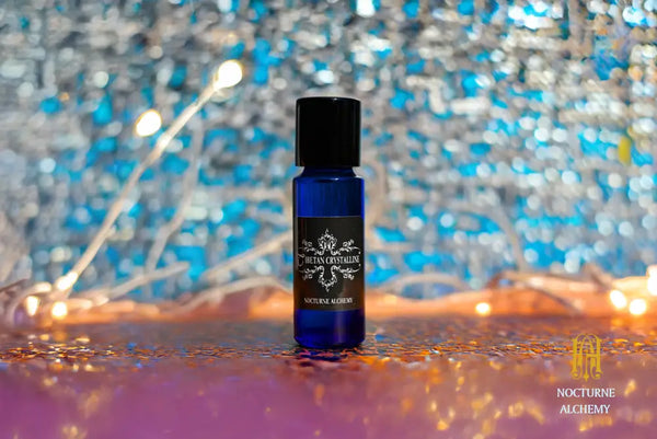 5ml slender blue with insert/dropper and black metal twist lid