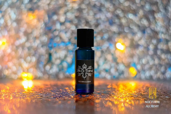 5ml slender blue with insert/dropper and black metal twist lid