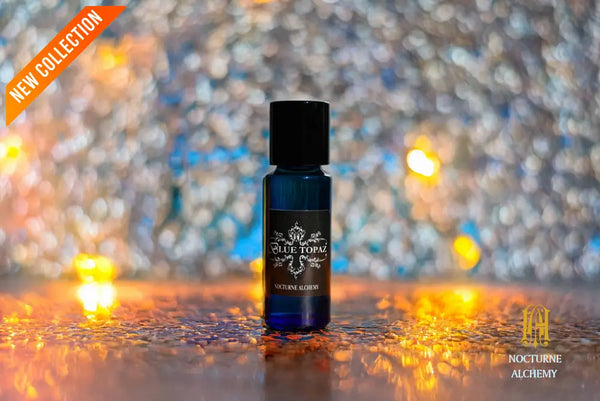 5ml slender blue with insert/dropper and black metal twist lid