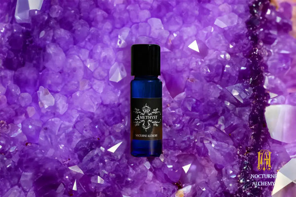 5ml Slender Blue bottle with insert dropper and black screw lid. Amethyst