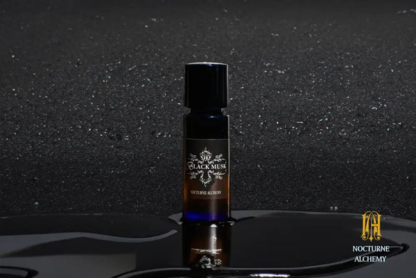 5ml Slender Blue bottle with insert dropper and black screw lid. Black Musk