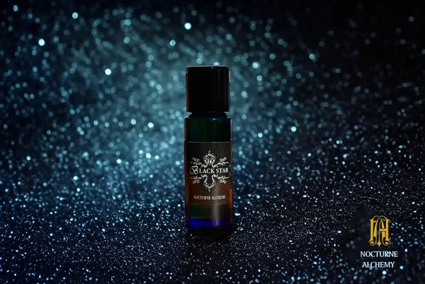 5ml Slender Blue bottle with insert dropper and black screw lid. Black Star