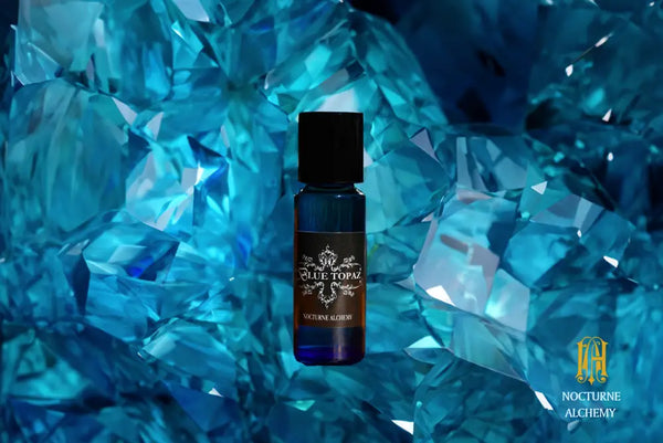 5ml Slender Blue bottle with insert dropper and black screw lid. Blue Topaz