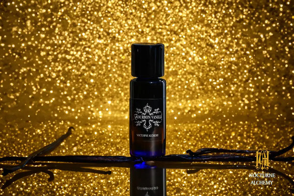 5ml Slender Blue bottle with insert dropper and black screw lid. Bourbon Vanille