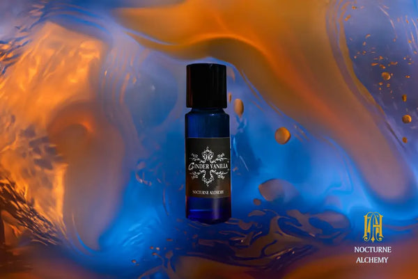 5ml Slender Blue bottle with insert dropper and black screw lid. Cinder Vanilla