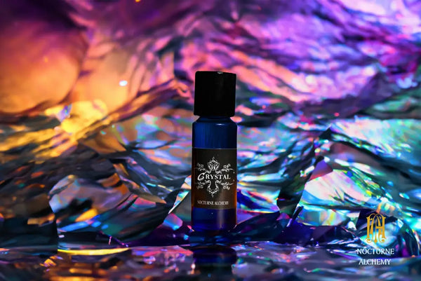 5ml Slender Blue bottle with insert dropper and black screw lid. Crystal