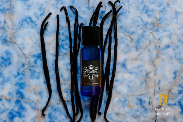 5ml Slender Blue bottle with insert dropper and black screw lid. French Vanilla