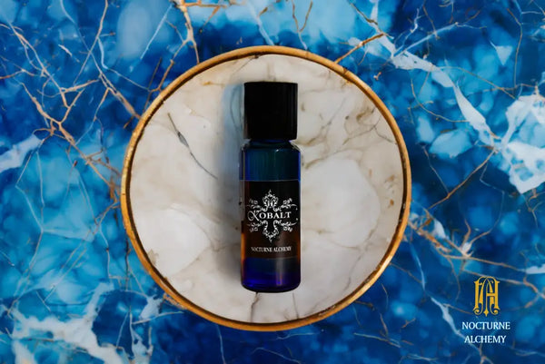 5ml Slender Blue bottle with insert dropper and black screw lid. Kobalt