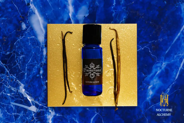 5ml Slender Blue bottle with insert dropper and black screw lid. NEW Pyramid Vanille 4